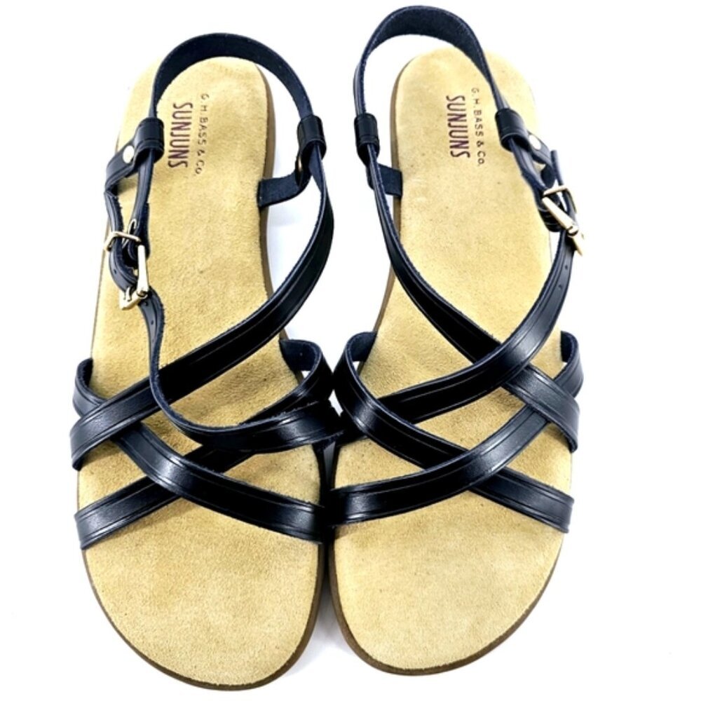 G. H. Bass Co. SUNJUNS Women's 10W Margie Black & Tan Classic Comfort Sandals - Picture 9 of 9